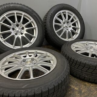 【YOKOHAMA ice GUARD iG60 215/60R17】スタッドレス【GRASS 17インチ 7J5HPCD114.3+48】2018年製 バリ溝 C-HR エスティマ等　(VTD461)クレジットカード QRコード決済可能