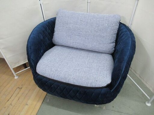 J3136/ソファ/1人掛け/座椅子/座イス/回転式/紺/ネイビー/中古品/