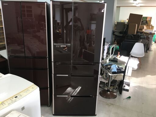 （商談中）日立620L冷凍冷蔵庫　ガラストップ　観音開き　2013年製　分解クリーニング済み