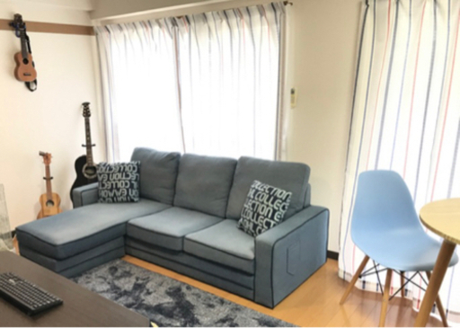 デニム　3人掛けソファー　オットマン