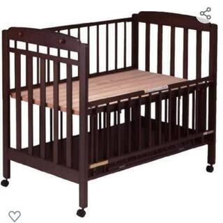 サワベビー ベビーベッド ダークブラウン 日本製の画像