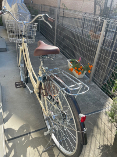 【中古美品】自転車　26インチ　アイボリー・ブラウン　あさひサイクル