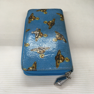 S169　ヴィヴィアンウエストウッド★Vivianne Westwood★長財布★ラウンドジップ★光沢ブルーの画像