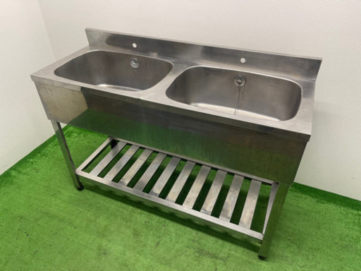 業務用　ステンレス　２槽シンク流し台　店舗　飲食店　W1200ｘＤ４５０ｘＨ８００ｍｍ　③
