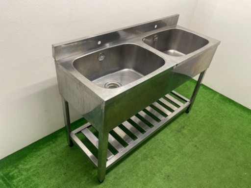 業務用　ステンレス　２槽シンク流し台　店舗　飲食店　W1200ｘＤ４５０ｘＨ８００ｍｍ　③