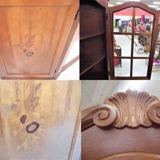 収納家具 コーナーラック 飾り棚 アンティーク風 幅74x奥行44x高さ