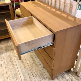 中古 無印良品 チェスト4段 オーク材