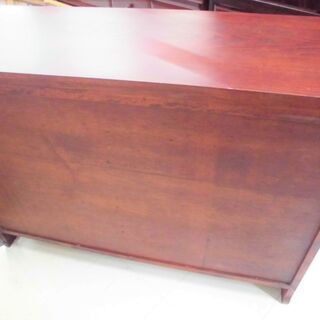 収納家具 中国風 レトロ キャビネット  幅120×奥行44x高さ84cm  多目的 木製 レッド系 苫小牧西店　の画像