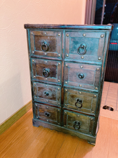 和風　古い棚　木製　引き出し　古家具