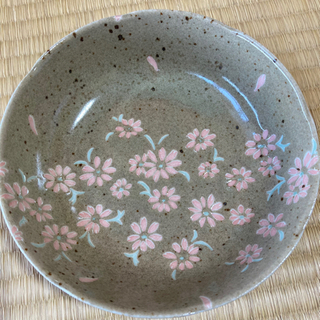 盛り鉢　中鉢　和柄　コスモス　薄茶