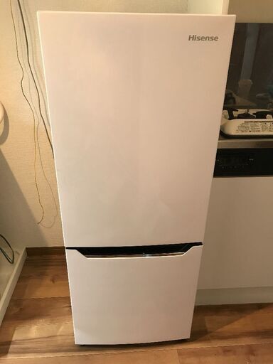 ●冷蔵庫　Hisense 幅48cm 150L パールホワイト HR-D15C 自動霜取り