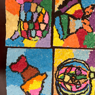 【お取引ありがとうございました】千切り絵アート　4枚セット　色鮮...