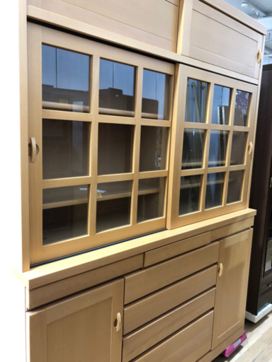 大型‼︎   キッチン　収納　棚　扉　引出し　大容量　ナチュラルブラウン　オススメ‼︎