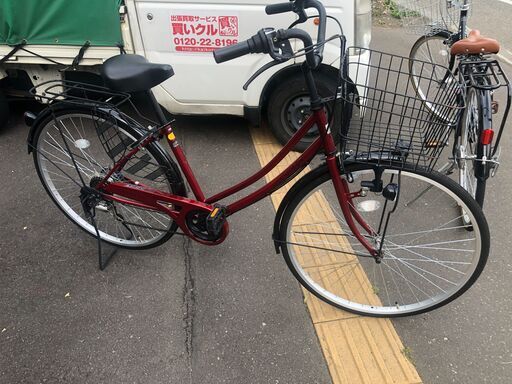 ★中古美品★武田産業　自転車　27インチ　鍵付き　レッド　ママチャリ