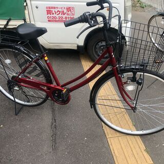 ★中古美品★武田産業　自転車　27インチ　鍵付き　レッド　ママチャリ ☆中古美品☆武田産業 自転車 27インチ 鍵付き レッド ママチャリ