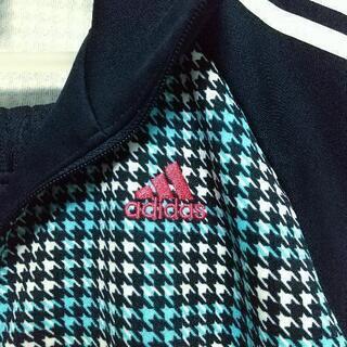 【ほぼ新品×お買得】adidas レディース 千鳥柄 ジャージ 上下セット ネイビー ブルーの画像