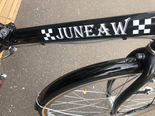 27インチ ★中古美品★折りたたみ自転車 シティサイクル ジュノープレミア パイプキャリア オートライト シマノ6段変速 