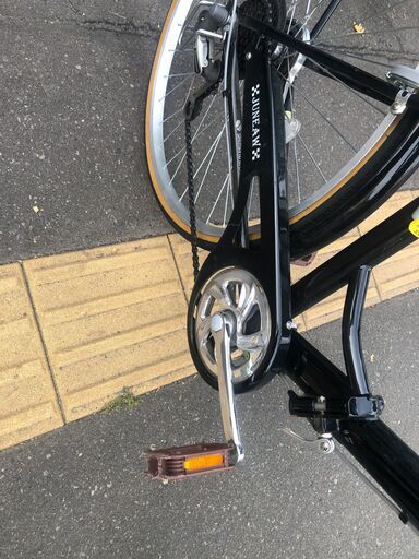 27インチ ★中古美品★折りたたみ自転車 シティサイクル ジュノープレミア パイプキャリア オートライト シマノ6段変速 