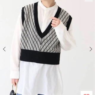 Spick&Span ジャガードベスト（黒）