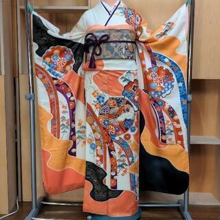 振り袖(お)、長襦袢、袋帯、小物セット