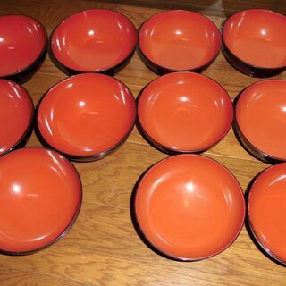 味噌汁 汁椀 １１個セット 二種類 漆器の画像