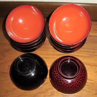 味噌汁 汁椀 １１個セット 二種類 漆器の画像