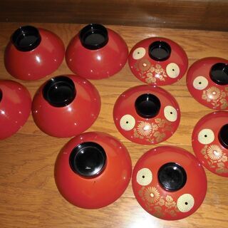 漆器 ふた付き 汁椀 みそ汁 ５個セットの画像