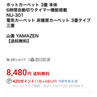 【お譲り先決定】ホットカーペット　3畳相当の画像