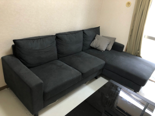 カウチソファー＆ガラステーブル セット