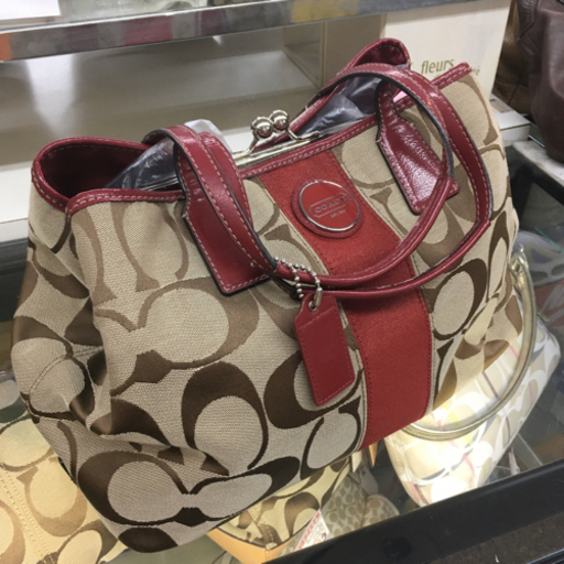 S103　★COACH　コーチ　シグネチャーストライプフレームド　キャリアオール