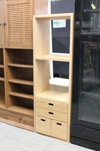 無印良品 スタッキングシェルフ･3段･オーク材 スタッキングチェスト付属 組み合わせ MUJI 収納家具 中古家具 店頭引取歓迎 R4236)