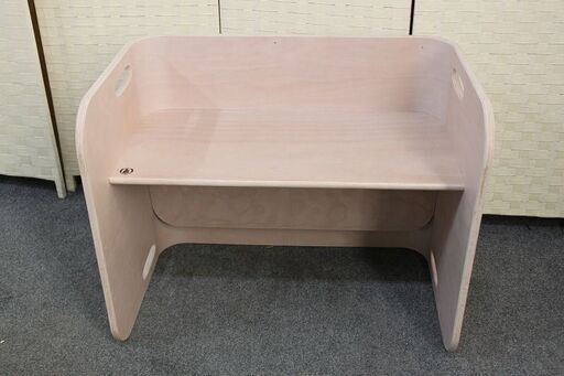 COLO COLO チェア＆デスク アイボリー3点セット 天然木 キッズ 子供用 ベンチ 組み合わせ  テーブル 中古家具 店頭引取歓