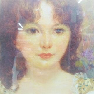 絵画 複製 中山忠彦 玉蟲かざりの衣裳 洋画 人物画 女性 幅85x縦101x厚さ6cm  額 アート 美術品 絵  苫小牧西店の画像