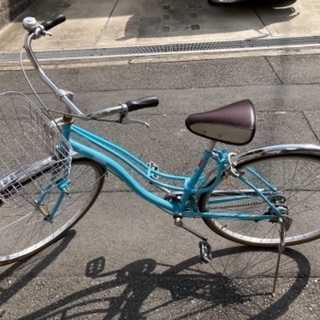 シティサイクル ママチャリ 水色自転車 ローラーブレーキ ステン...