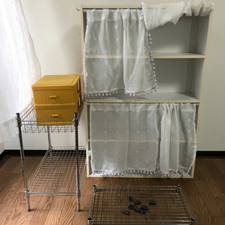 木製CDラック/アルミ製収納棚/PP小物収納ボックス