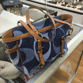 S220　★COACH　コーチ 　デニムシグネチャーギャラリートート