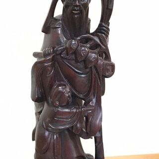 中国美術　木製彫刻　桃仙人像