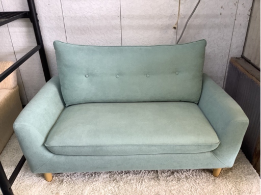 【リサイクルサービス八光　田上店　配達・設置OK】ブルー　2人掛けソファ