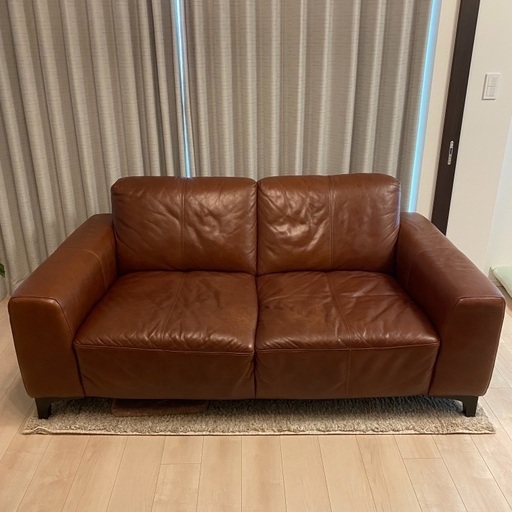 大塚家具　高級革ソファ　ブラウン　レザーソファ