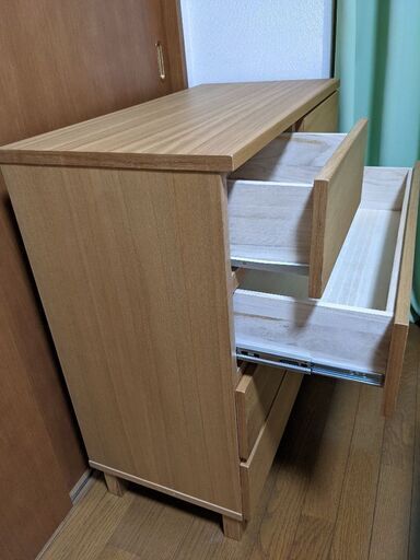 無印良品 MUJI タモ材 4段チェスト ナチュラル