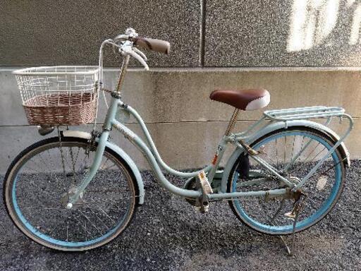 大阪 引取り 自動ランプ付き 自転車 22インチ 水色