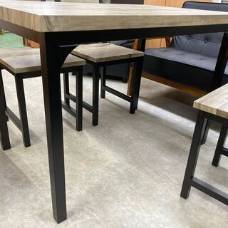 ★美品★ダイニング5点セット 4人掛け 使用期間短い カフェ 家具 キレイ アイアン