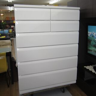 R307 NITORI ハイ白チェスト、人気な6段 チェスト、幅105cm 美品