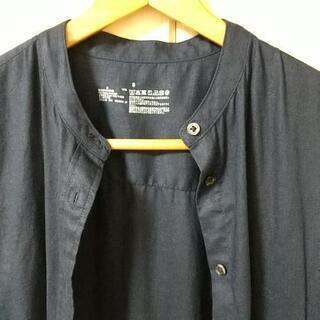 無印 リネンロングシャツ S 濃紺の画像