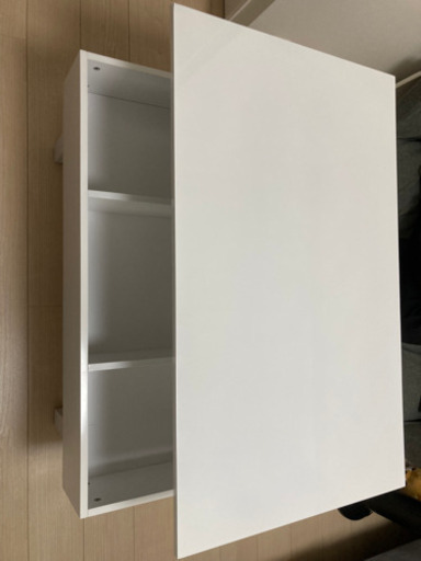 (美品)昇降式テーブル 白 鏡面 収納あり