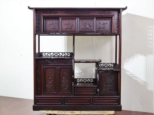 山口)下松市より　和家具 唐木 飾り棚 幅121×奥行35×高さ130cm BIZHK16H