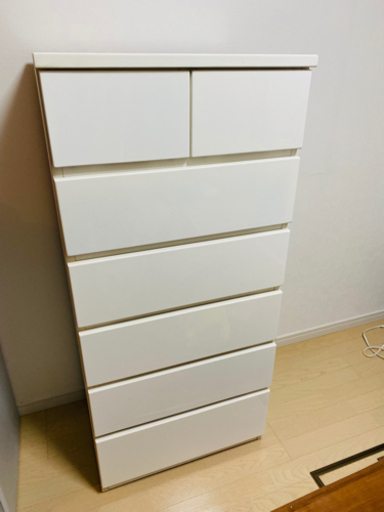 白の洋服タンス　6段