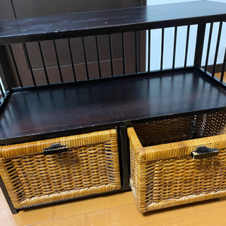 🌿アジアンテイスト　藤かご付きローチェスト♬の画像