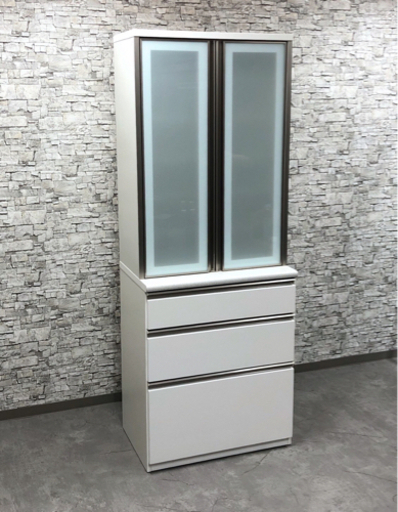 KG-21 【極美品】ニトリ 食器棚　2枚扉カップボード ソフトクローズ ホワイト