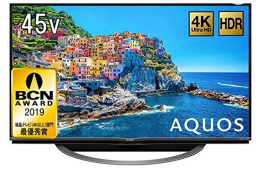 【美品】【値下げセール中】【早い者勝ち】SHARP AQUOS45型2018年型&BUFFALOハードディスク付